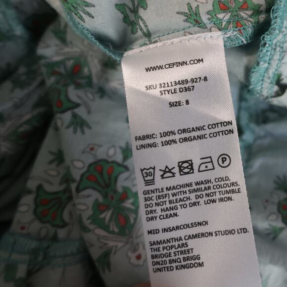Cefinn Sawyer Midi Dress Green Floral Fit & Flare Size 4 Work Wedding Guest - Picture 12 of 15